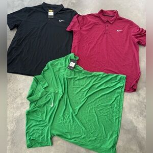 Nike Men's Polo Shirt trio - Black, Burgundy, and Green